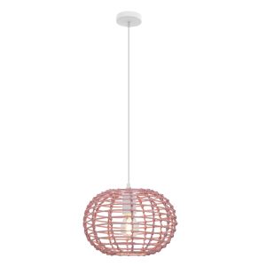 Lámpara colgante de ratán rosa, Roza