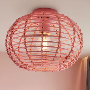 Lámpara de techo de ratán rosa, Roza