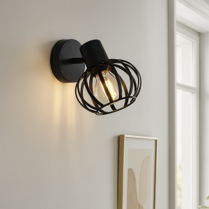 Foco de pared negro industrial, Lieve