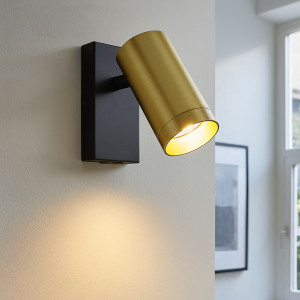 Foco de pared latón moderno, Nadi, con interruptor