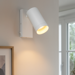 Foco de pared blanco moderno, Nadi, con interruptor