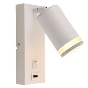 Foco de pared blanco moderno, Tara, con interruptor