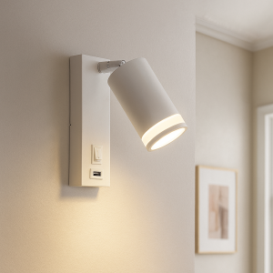 Foco de pared blanco moderno, Tara, con interruptor
