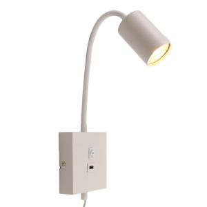 Foco de pared blanco moderno, Tibor, con interruptor