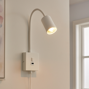 Foco de pared blanco moderno, Tibor, con interruptor