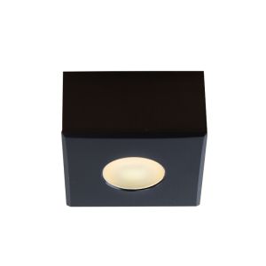 Aplique de techo cuadrado negro para porche Fredo, IP44, regulable