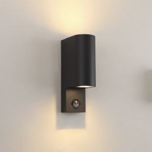 Aplique exterior con sensor de movimiento negro moderno, Corina, IP54