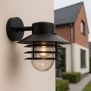 Lámpara exterior negra de acero inoxidable, Felice, IP44