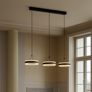 Lámpara colgante negra diseño, Lava, 55W, 3000K LED, regulable en 3 pasos