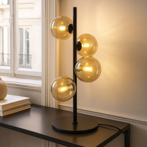 Lámpara de mesa ámbar diseño, Remo, con interruptor