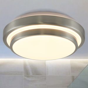 Lámpara de techo baño níquel moderna, Jaro, 12W, 3000K LED, IP44