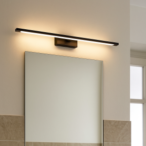Espejo con luces negro moderno, Steffy, 8W, 3000K LED, IP44