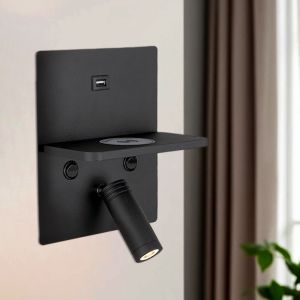 Aplique negro moderno, Isabella, 3W, 3000K LED, con interruptor