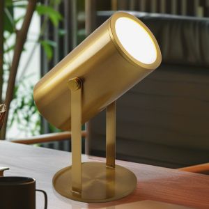 Lámpara de mesa recargable latón moderna, Elko, 2W, 3000K LED, con interruptor