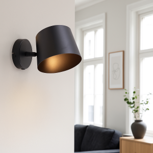 Foco de pared negro moderno, Rinke, con interruptor