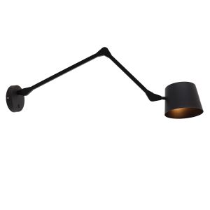 Aplique negro moderno, Rinke, con interruptor