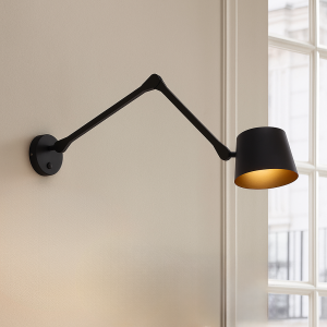 Aplique negro moderno, Rinke, con interruptor