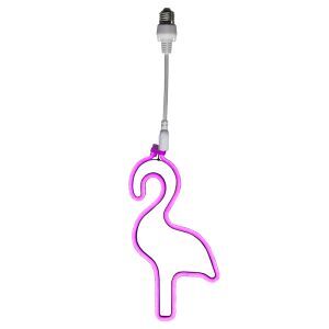 Guirnalda bombilla exterior rosa de plástico, Flamingo, IP44