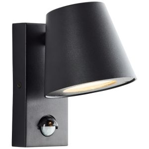 Aplique exterior con sensor de movimiento negro de metal, Wies, IP44