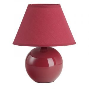 Lámpara de mesa de cerámica roja, Pilar, con interruptor