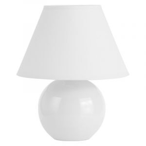 Lámpara de mesa de cerámica blanca, Pilar, con interruptor