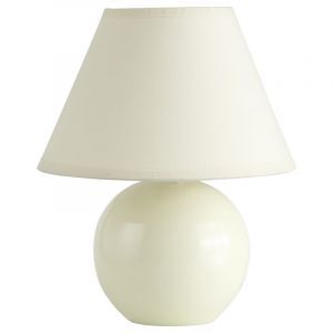 Lámpara de mesa de cerámica beige, Pilar, con interruptor