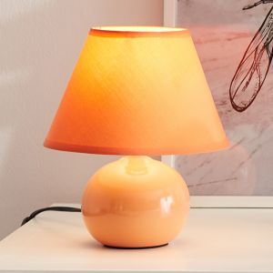 Lámpara de mesa de cerámica naranja, Pilar, con interruptor