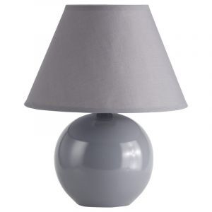 Lámpara de mesa de cerámica gris, Pilar, con interruptor