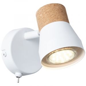 Aplique de corcho blanco, Charlotte, con interruptor