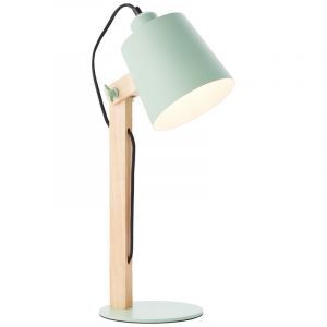 Lámpara de mesa de madera verde, Dorina, con interruptor
