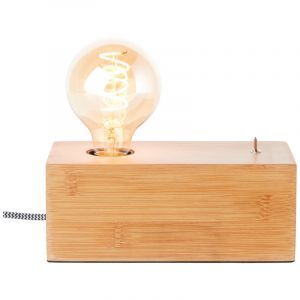 Lámpara de mesa de madera marrón, Jacobine, con interruptor