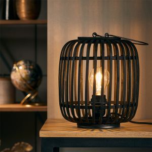 Lámpara de mesa de madera negra, Brain