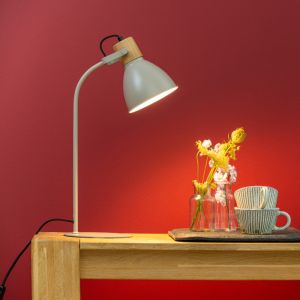 Lámpara de mesa gris pardo rústica, Thalina, con interruptor