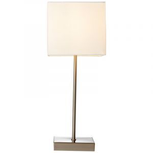 Lámpara de mesa cromada de tela, Marinda, con interruptor
