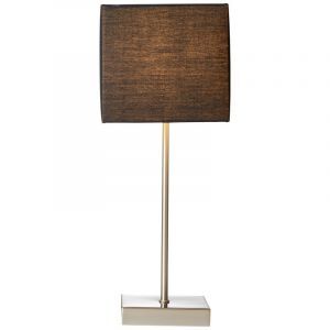 Lámpara de mesa antracita de tela, Marinda, con interruptor