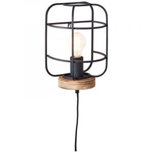 Aplique de madera negro, Taede, con interruptor