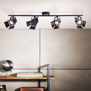 Foco de techo negro industrial, Jowenna, 5W, 3000K LED