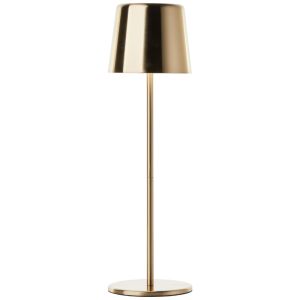 Lámpara de mesa recargable para exterior latón moderna, Skander, 4W, ajustable entre luz blanco cálido y frío LED, IP44, con regulador táctil