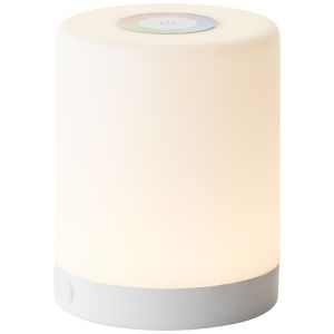 Lámpara de mesa exterior blanca moderna, Maezon, 1W, RGBW LED, IP44, con regulador táctil