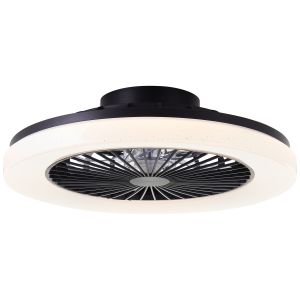 Ventilador de techo negro moderno, Soren, 40W, ajustable entre luz blanco cálido y frío LED, con mando a distancia
