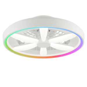 Ventilador de techo blanco de plástico, Roos, 48W, RGBW LED, con mando a distancia