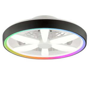 Ventilador de techo negro de plástico, Roos, 48W, RGBW LED, con mando a distancia