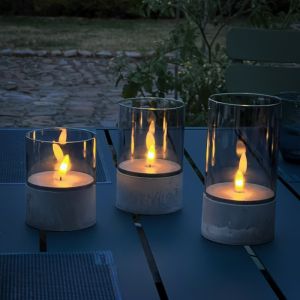 Juego de velas para exterior, Volkan, gris