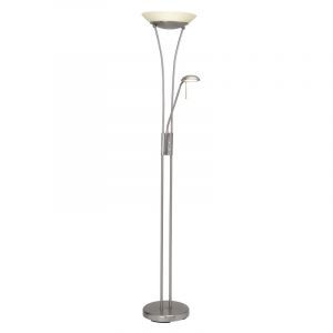 Lámpara de pie de lectura cromada de vidrio, Ivan, 18W, 3000K LED, con interruptor