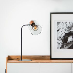 Lámpara de mesa gris moderna, Serkan, con interruptor