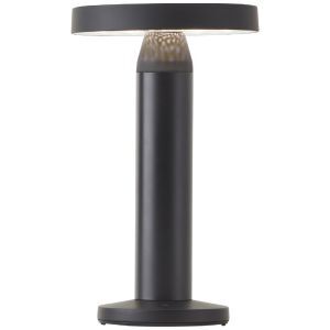 Lámpara de mesa recargable negra de metal, Kubilay, 2W, 4000K LED, IP44, con interruptor