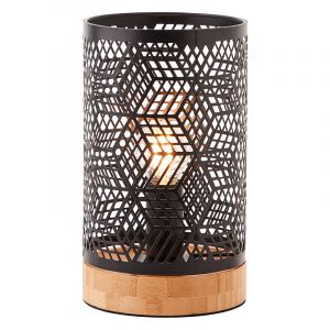 Lámpara de mesa de madera negra, Sherona, con interruptor