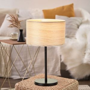 Lámpara de mesa de madera beige, Enna, con interruptor