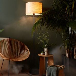 Lámpara de pie de madera beige, Enna, con interruptor