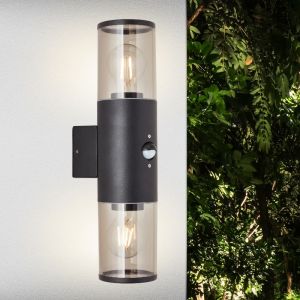 Aplique exterior con sensor de movimiento negro moderno, Sherwin, IP44